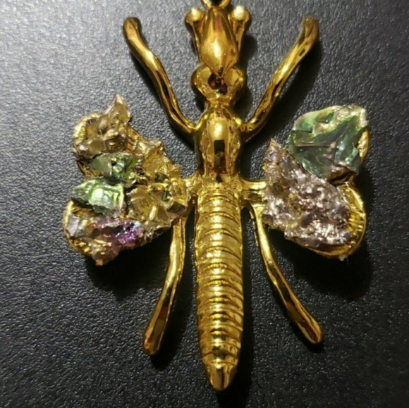 Bismuth Dragonfly Pendant Necklace - Picture 11 of 11